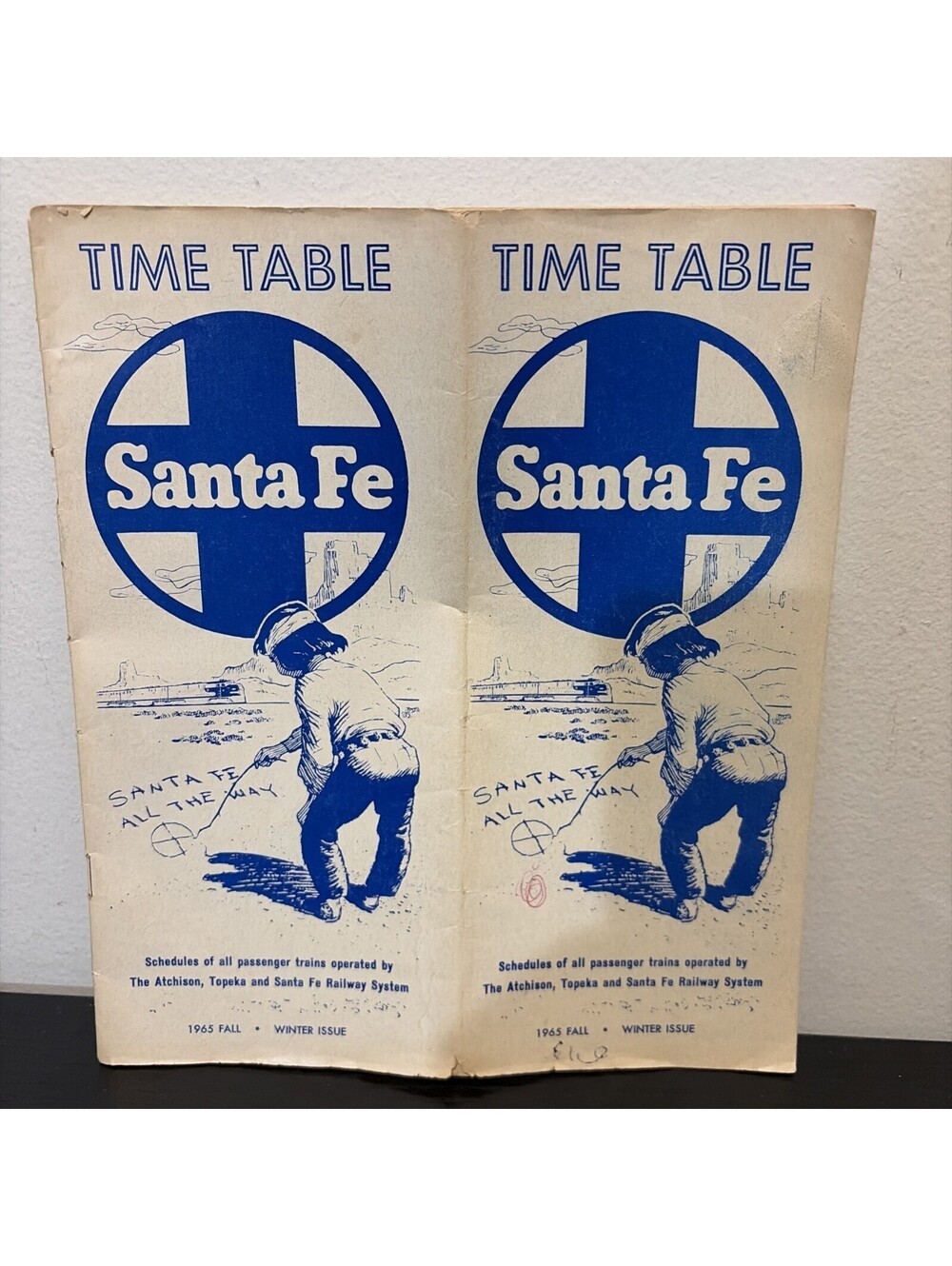 Vintage Fall 1965 Santa Fe Passenger Train Time Table